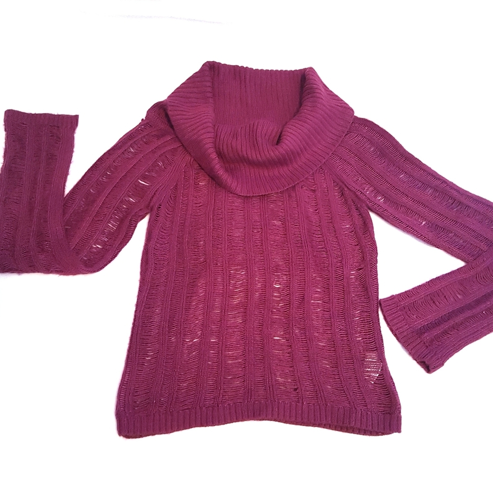 GUESS Cowl neck crochet knit sweater